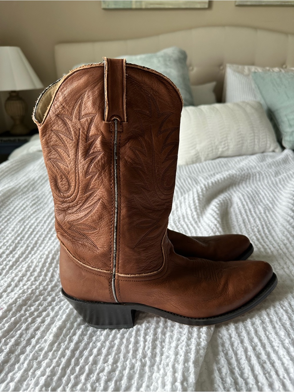 Durango Brown Leather Western Cowboy Boots Women’s Size 8.5 M Embroidered